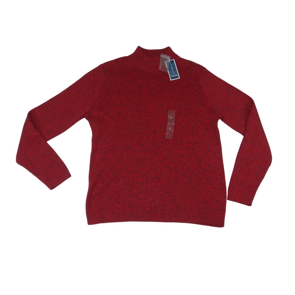 Karen Scott Womens Rib Mockneck Sweater Red Marl 100% Cotton 91283 Size Large